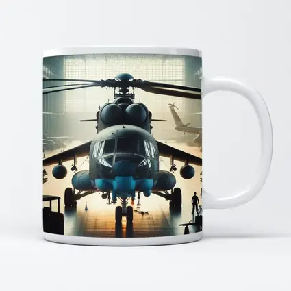 Military Helicopter Inside Hangar Dramatic Light