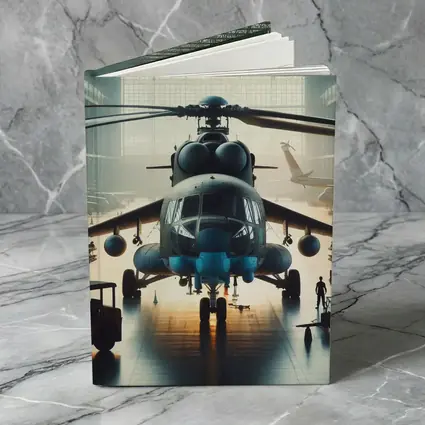 Military Helicopter Inside Hangar Dramatic Light