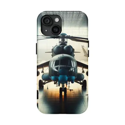 Military Helicopter Inside Hangar Dramatic Light