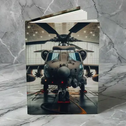 Military Attack Helicopter Inside Hangar