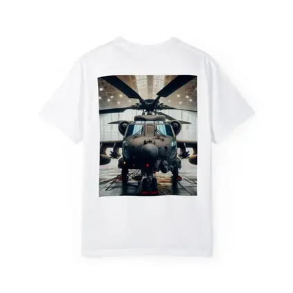 Military Attack Helicopter Inside Hangar