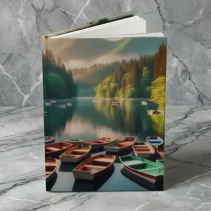 Rowboats On Calm Mountain Lake Forest