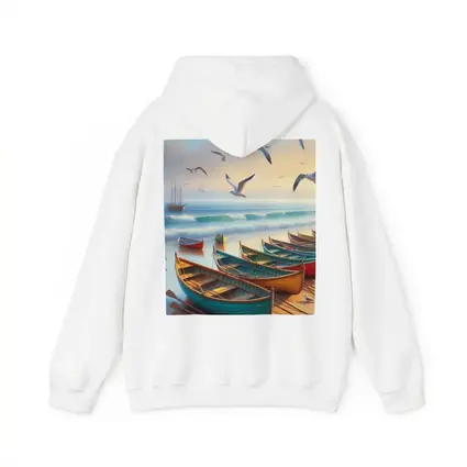 Colorful Rowing Boats Beach Seagulls Ocean Painting