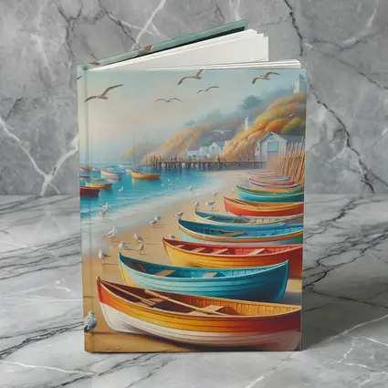 Colorful Rowboats On Sandy Beach Coastal Scene