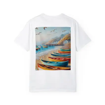 Colorful Rowboats On Sandy Beach Coastal Scene