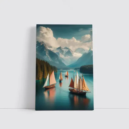 Sailing Ships on Turquoise Mountain Lake