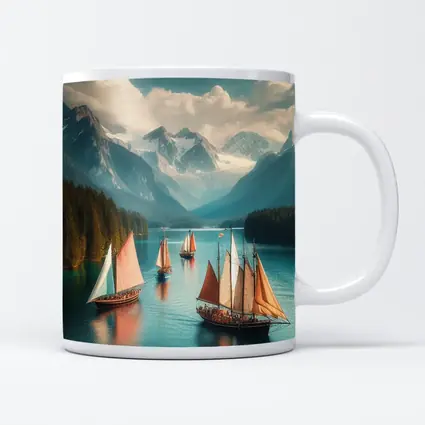 Sailing Ships on Turquoise Mountain Lake