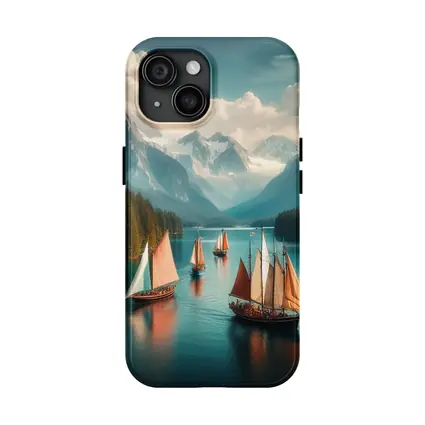 Sailing Ships on Turquoise Mountain Lake