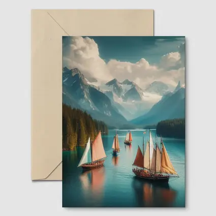 Sailing Ships on Turquoise Mountain Lake
