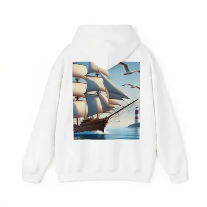 Tall Ship Sailing Ocean Lighthouse Seagulls