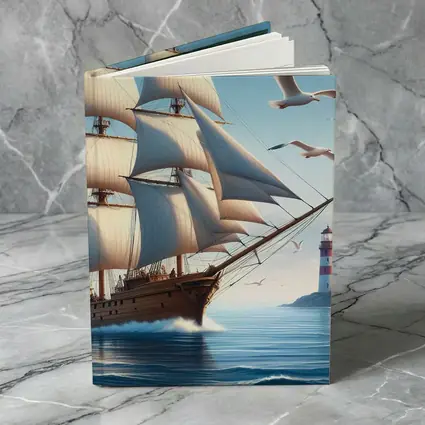 Tall Ship Sailing Ocean Lighthouse Seagulls