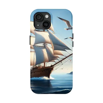 Tall Ship Sailing Ocean Lighthouse Seagulls