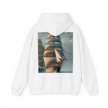 Tall Ship Sailing Ocean With Seagulls