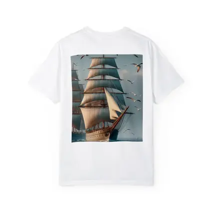 Tall Ship Sailing Ocean With Seagulls