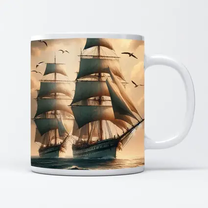 Tall Ship Sailing Rough Ocean Dramatic Sky