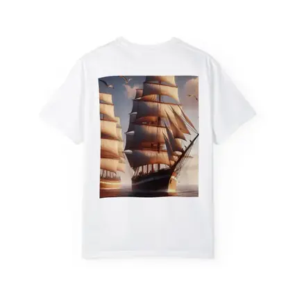 Tall Ships Sailing Ocean Warm Sunset Light