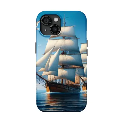 Tall Ship Full Sails Blue Ocean Sky