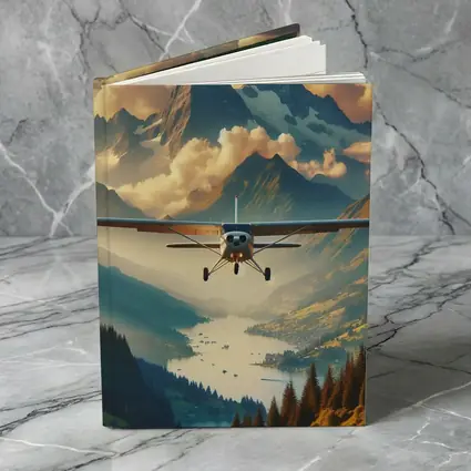 Small Plane Flying Over Alpine Mountain Lake