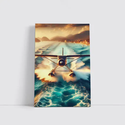 Seaplane Taking Off Over Turquoise Ocean