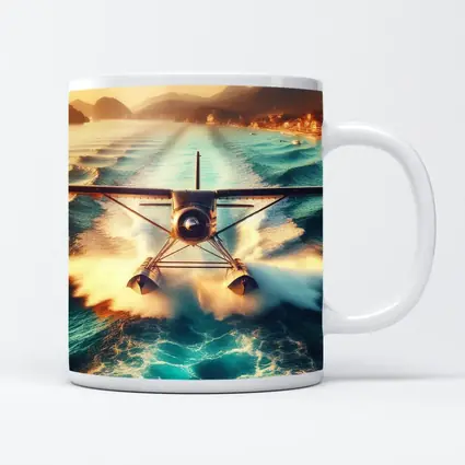 Seaplane Taking Off Over Turquoise Ocean