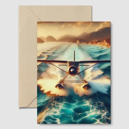 Seaplane Taking Off Over Turquoise Ocean