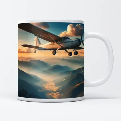 Small Propeller Plane Flying Over Mountains