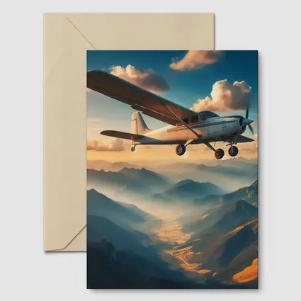 Small Propeller Plane Flying Over Mountains