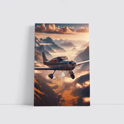 Small Propeller Plane Flying Over Mountains