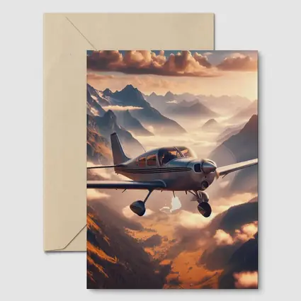 Small Propeller Plane Flying Over Mountains