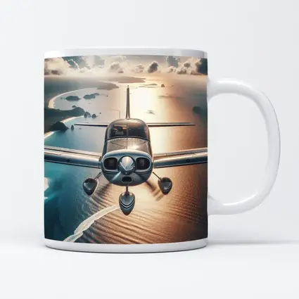 Small Plane Flying Over Coastal Waters