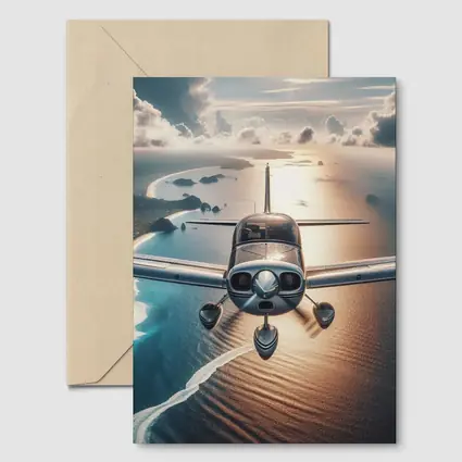Small Plane Flying Over Coastal Waters