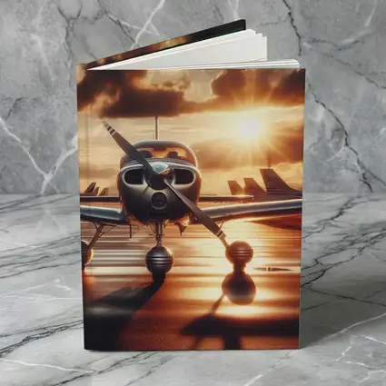 Small Propeller Plane Golden Sunset Tarmac