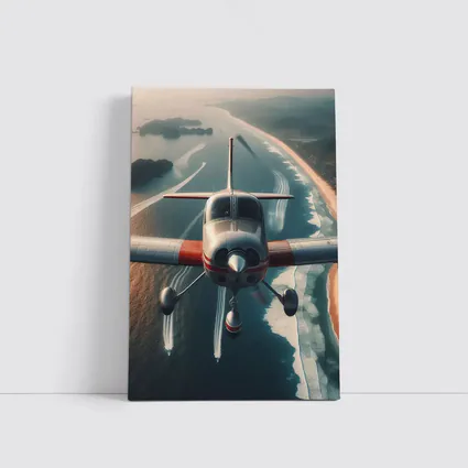 Small Plane Flying Over Coastal Waters
