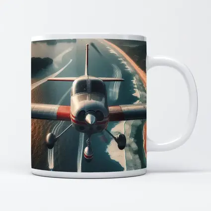 Small Plane Flying Over Coastal Waters