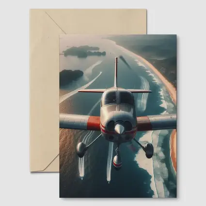 Small Plane Flying Over Coastal Waters