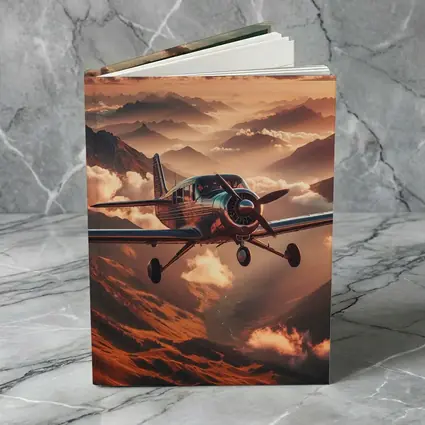 Propeller Plane Flying Over Mountain Sunset
