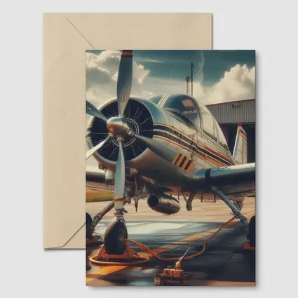 Vintage Propeller Plane Parked At Airfield
