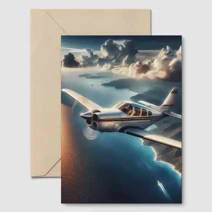 Small Propeller Plane Flying Over Coastal Islands
