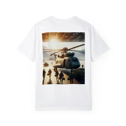 Military Helicopter Crew Hangar Sunlight Scene