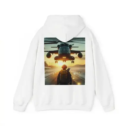 Military Soldier Helicopter Sunset Airfield Scene