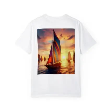 Colorful Sailboats Racing at Golden Sunset