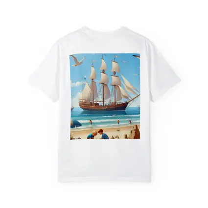 Kids Playing Beach Tall Ship Summer