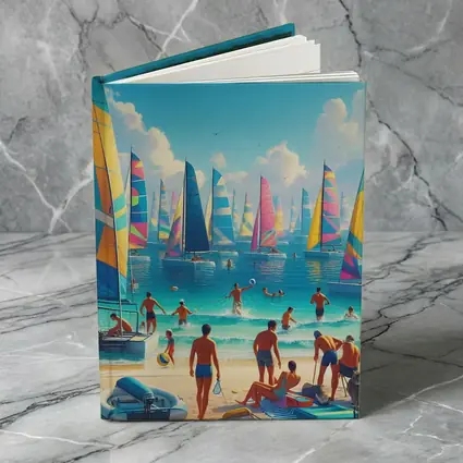 Colorful Sailboats Beach Summer Vacation Scene