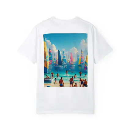 Colorful Sailboats Beach Summer Vacation Scene