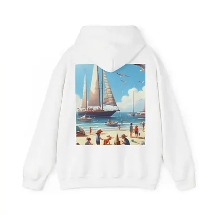 Summer Beach Day Sailboats Illustration Art