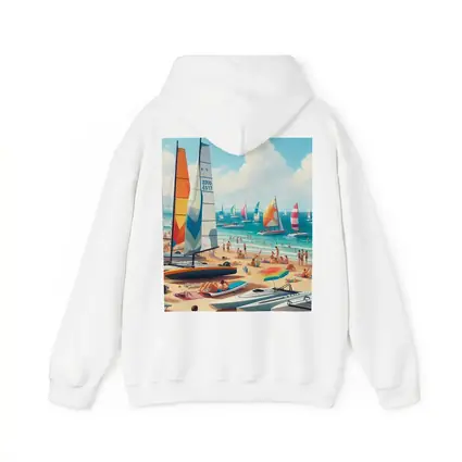 Sunny Beach Sailboats Colorful Summer Ocean Scene