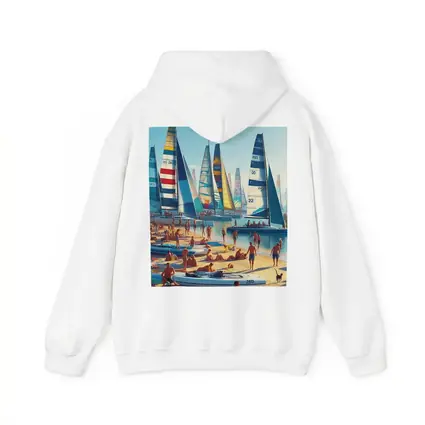Colorful Sailboats Busy Summer Beach Scene
