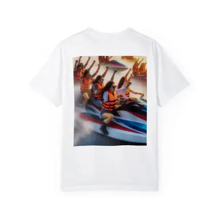 Women Riding Jet Skis Ocean Sunset Scene