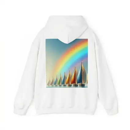 Colorful Sailboats Racing Under Rainbow Sky