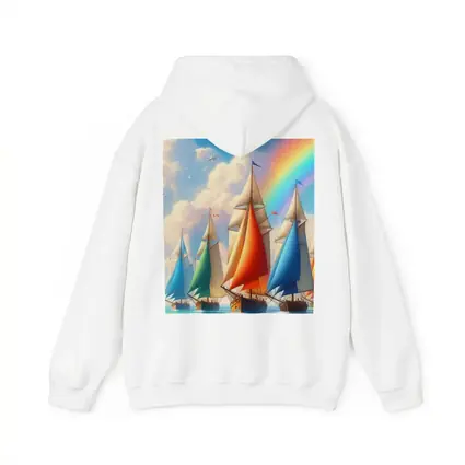 Sailing Ships Rainbow Sky Ocean Art